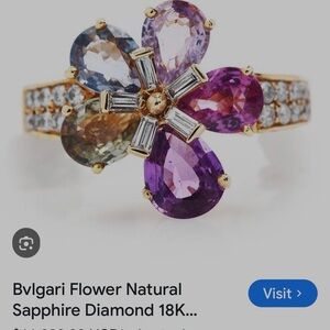 Bulgari Multigem Flower Ring in 18K Gold with Purple and Pink Sapphires